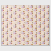 Violin, balletschoenen, bloemen en vlinders cadeaupapier (Vlak)