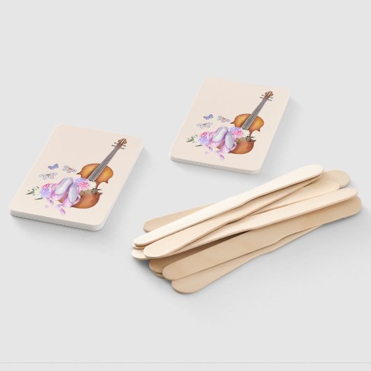 Violin, balletschoenen, bloemen en vlinders handwaaier (Niet-gemonteerd)
