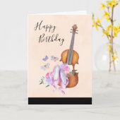 Violin, balletschoenen, bloemen en vlinders kaart (Gele Bloem)