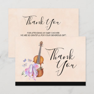 Violin, balletschoenen, bloemen en vlinders kaart