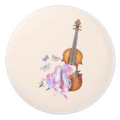 Violin, balletschoenen, bloemen en vlinders keramische knop (Voorkant)