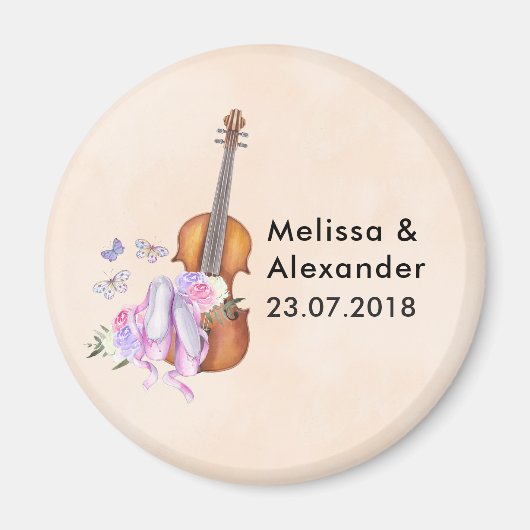 Violin, balletschoenen, bloemen en vlinders magneet (Voorkant)