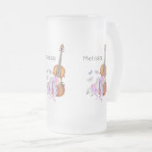 Violin, balletschoenen, bloemen en vlinders matglas bierpul (Voorkant rechts)