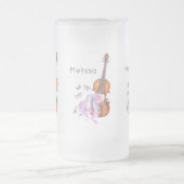 Violin, balletschoenen, bloemen en vlinders matglas bierpul (Center)