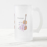 Violin, balletschoenen, bloemen en vlinders