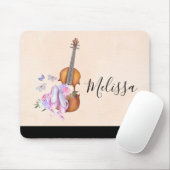 Violin, balletschoenen, bloemen en vlinders muismat (Met muis)