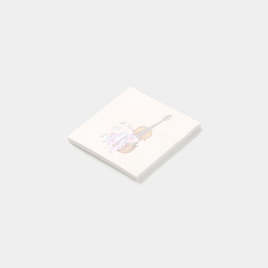 Violin, balletschoenen, bloemen en vlinders post-it® notes (Schuin)