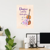 Violin, balletschoenen, bloemen en vlinders poster (Thuiskantoor)