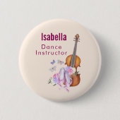 Violin, balletschoenen, bloemen en vlinders ronde button 5,7 cm (Voorkant)