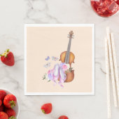 Violin, balletschoenen, bloemen en vlinders servet (Insitu)