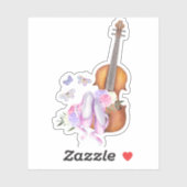 Violin, balletschoenen, bloemen en vlinders sticker (Vel)