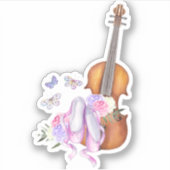 Violin, balletschoenen, bloemen en vlinders sticker (Voorkant)