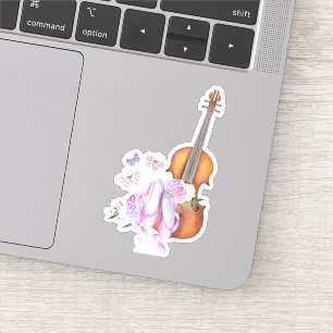 Violin, balletschoenen, bloemen en vlinders sticker