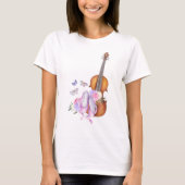 Violin, balletschoenen, bloemen en vlinders t-shirt (Voorkant)