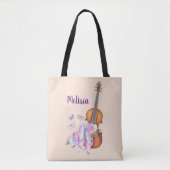 Violin, balletschoenen, bloemen en vlinders tote bag (Voorkant)