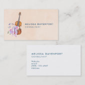 Violin, balletschoenen, bloemen en vlinders visitekaartje (Voorkant / Achterkant)