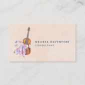 Violin, balletschoenen, bloemen en vlinders visitekaartje (Voorkant)