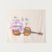 Violin, balletschoenen, bloemen en vlinders wandkleed (Voorkant (horizontaal))