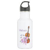 Violin, balletschoenen, bloemen en vlinders waterfles  (Voorkant)