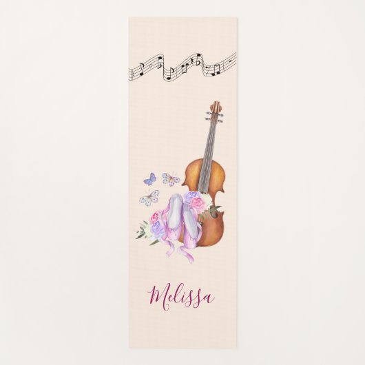 Violin, balletschoenen, bloemen en vlinders yogamat (Voorkant)