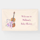 Violin, balletschoenen en Baby shower van Butterfl Spandoek (Horizontaal)