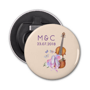 Violin, balletschoenen en Butterflies Wedding Button Flesopener
