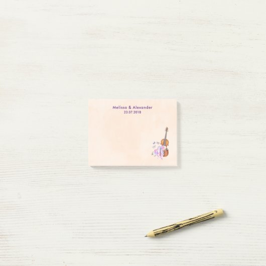Violin, balletschoenen en Butterflies Wedding Post-it® Notes (Op bureau)