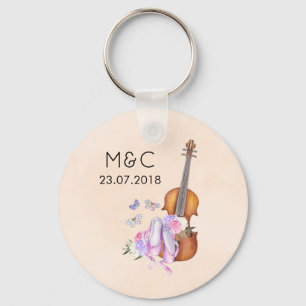 Violin, balletschoenen en Butterflies Wedding Sleutelhanger