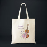 Violin, balletschoenen en Butterflies Wedding Tote Bag<br><div class="desc">Een bruiloft canvas tas met een zacht vrouwelijk design. Geïllustreerd met een waterverf afbeelding van een houten viool,  een aantal roze balletslippers rusten ertegen en versierd met bloemen en vlinders.</div>