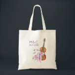 Violin, balletschoenen en Butterflies Wedding Tote Bag<br><div class="desc">Een bruiloft canvas tas met een zacht vrouwelijk design. Geïllustreerd met een waterverf afbeelding van een houten viool,  een aantal roze balletslippers rusten ertegen en versierd met bloemen en vlinders.</div>