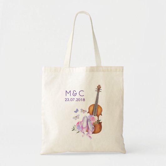 Violin, balletschoenen en Butterflies Wedding Tote Bag (Voorkant)