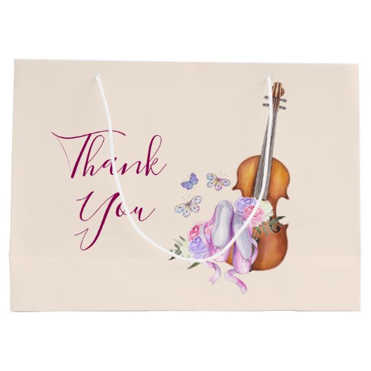 Violin, balletschoenen en vlinders bedankt groot cadeauzakje (Achterkant)