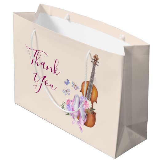 Violin, balletschoenen en vlinders bedankt groot cadeauzakje (Achterkant Gekanteld)