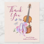 Violin, balletschoenen en vlinders bedankt wijn etiket (Enkel label)