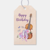 Violin, balletschoenen en vlinders van afgelopen d cadeaulabel (Voorkant)