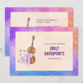 Violin, balletschoenen en vlinders van afgelopen d kaart (Voorkant / Achterkant)