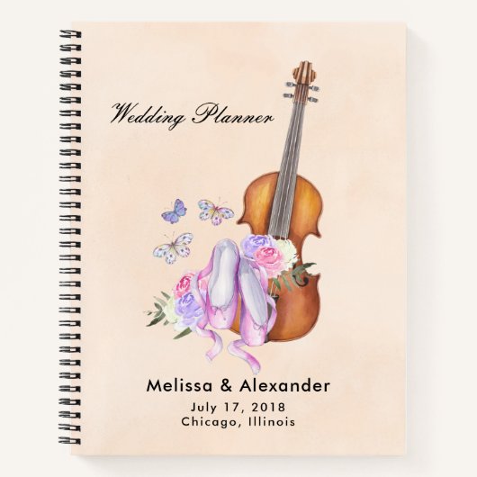 Violin, balletschoenen en vlinders Weddenschappen Notitieboek (Voorkant)