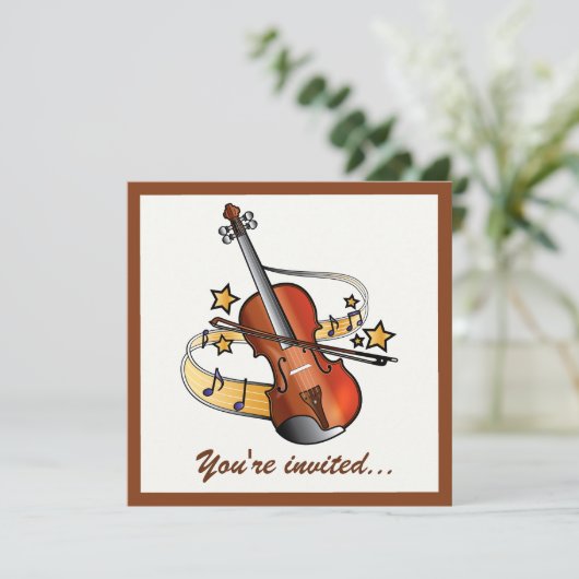 Violin Birthday Party Kaart (Staand voorkant)