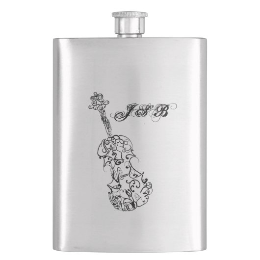 Violin Black Line Drawing Monogram Heupfles (Voorkant)