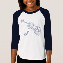 Violin Blue Line Drawing with Initiaal T-shirt
