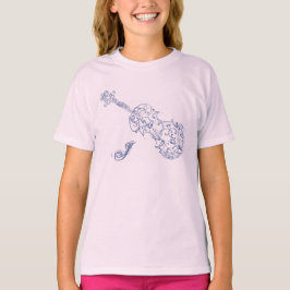 Violin Blue Line Drawing with Initiaal T-shirt