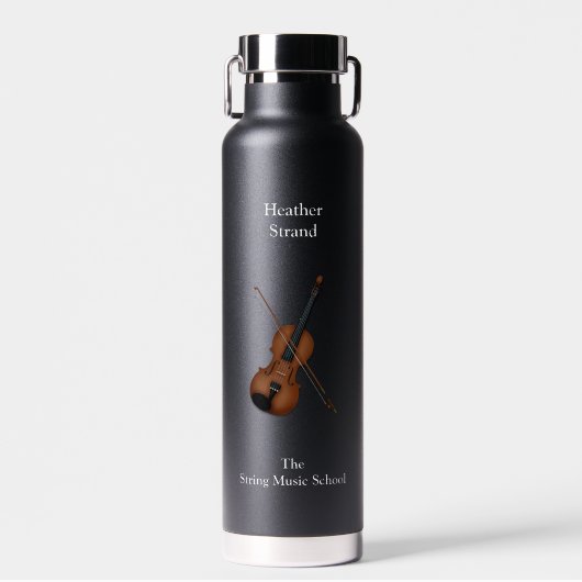 Violin & Bow Classical Music Persoonlijk donker Waterfles (Voorkant)