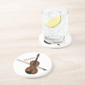 Violin & Bow Elegant Classical Music Persoonlijk Zandsteen Onderzetter (Zijkant)