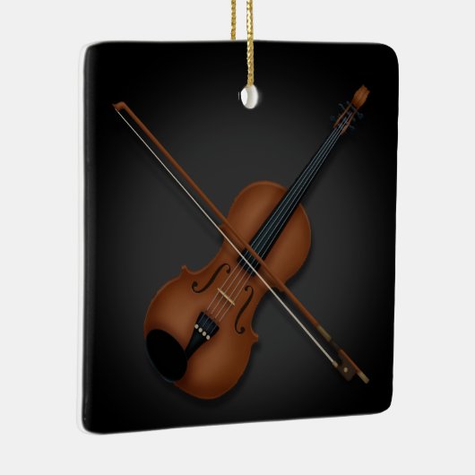 Violin & Bow Elegant klassieke muziek 2-zijdig zwa Keramisch Ornament (Rechts)