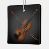 Violin & Bow Elegant klassieke muziek 2-zijdig zwa Keramisch Ornament (Links)