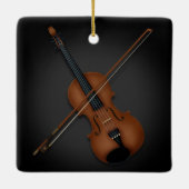 Violin & Bow Elegant klassieke muziek 2-zijdig zwa Keramisch Ornament (Achterkant)