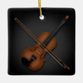 Violin & Bow Elegant klassieke muziek 2-zijdig zwa Keramisch Ornament (Voorkant)