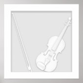 Violin & Bow Paper Cutout Illusion White Poster (Voorkant)