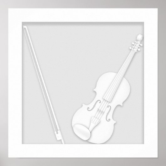 Violin & Bow Paper Cutout Illusion White Poster (Voorkant)