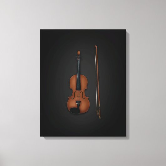Violin & Bow Side-by-side op 16x zwart canvas Afdruk (Voorkant)